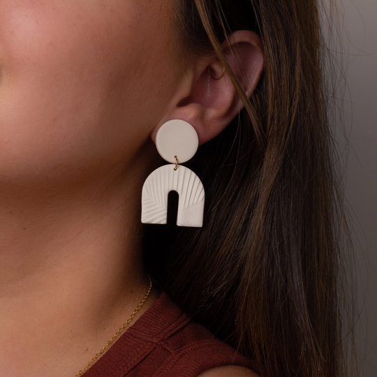 Textured Clay Arch Earrings | Polymer Earring, Minimal Jewelry, Statement Gifts For Her, Modern