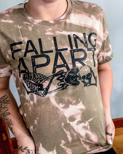 Falling Apart Bleached T-Shirt-Skeleton Lovers Shirt-Tie Dyed Shirt-Unisex Skeleton Tee-Skellie Lovers-Skellie Shirt-Skeleton Tee