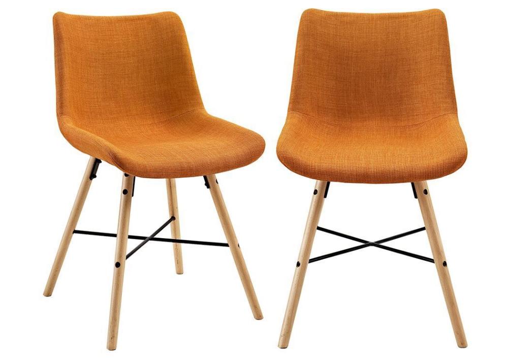Walker Edison Contemporary/Modern Polyester/Polyester Blend Upholstered Dining Side Chair (Wood Frame) in Orange | LWH18SNO2OR