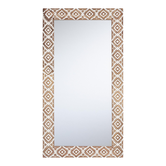 Natural And White Carved Wood Southwest Mirror: Brown by World Market