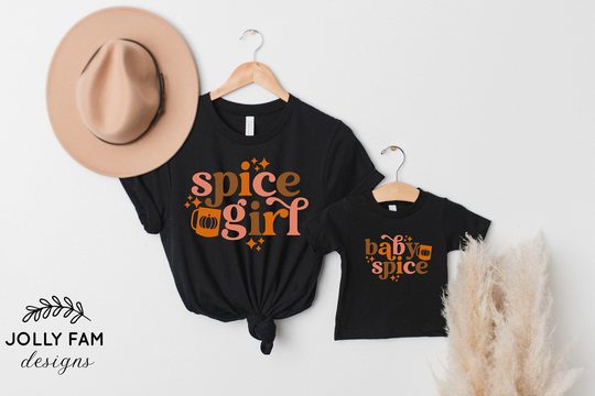 Pumpkin Spice Mommy & Me Shirts, Thanksgiving Matching Mom Mini, Daughter Best Friends Tees, & Baby, Shirts