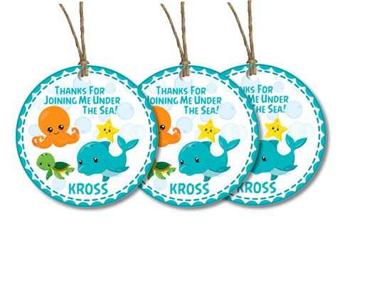 Under The Sea Birthday Party Favor Tags, Baby Shower Tags