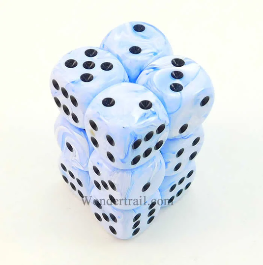 Set Of 12 Deluxe Blended Blue Rounded 16mm D6 Dice - Koplow Games
