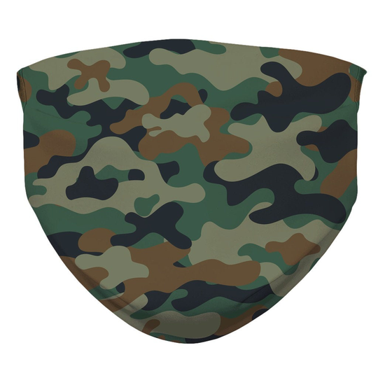 Camouflage Pattern | Camo Green Military Soldier Warrior Sublimation Face Mask Mouth Nose Cover Reusable Washable