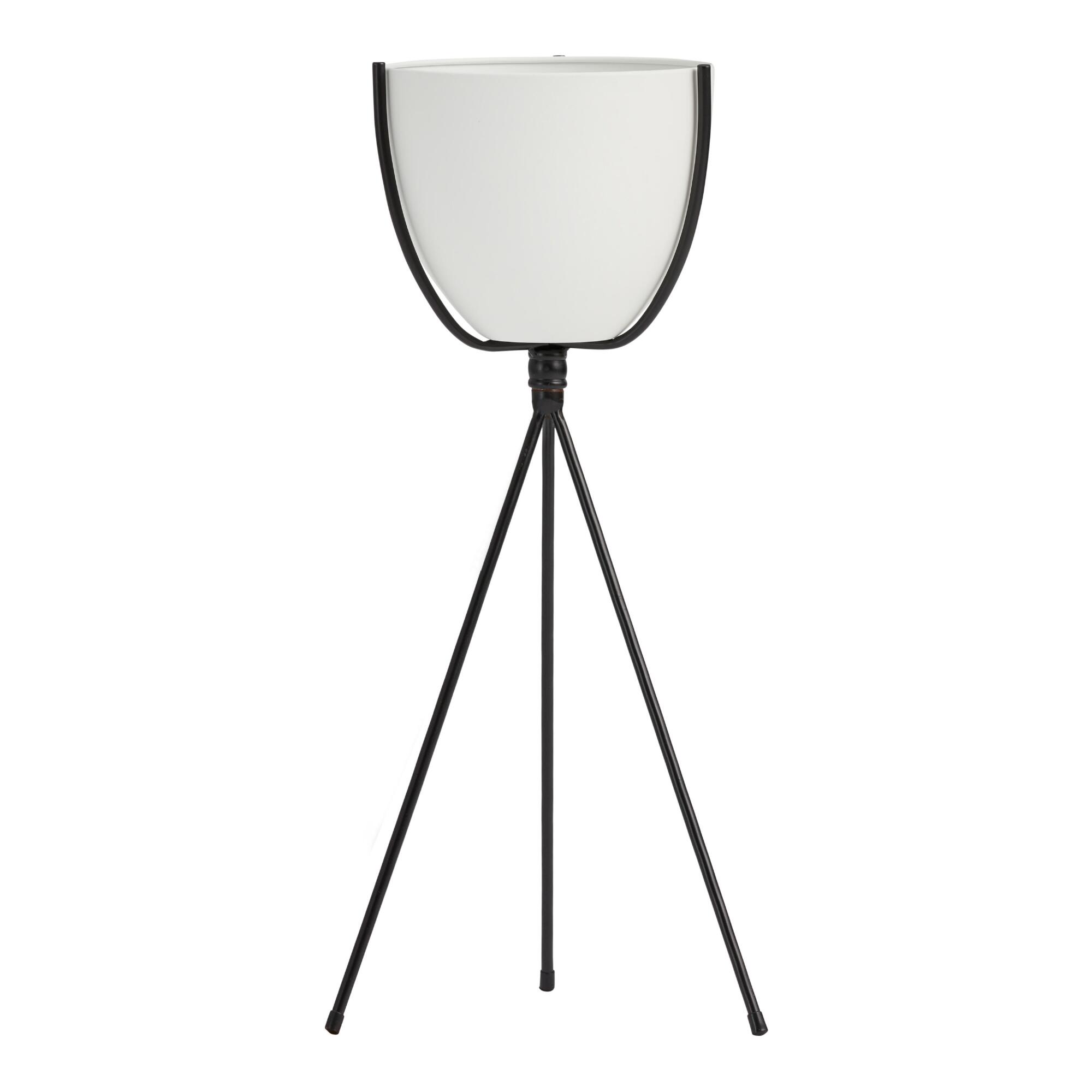 White Metal Planter with Black Tripod Stand by World Market