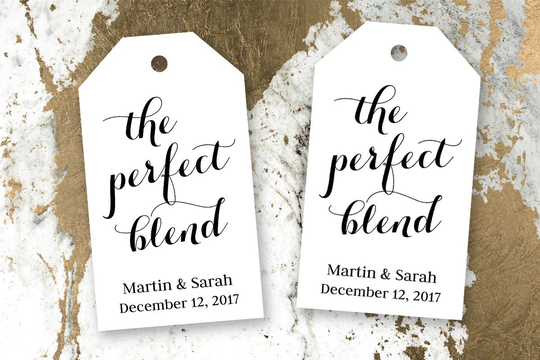The Perfect Blend - Tea Wedding Favor Coffee Tags Custom Favors Small 40 Pieces