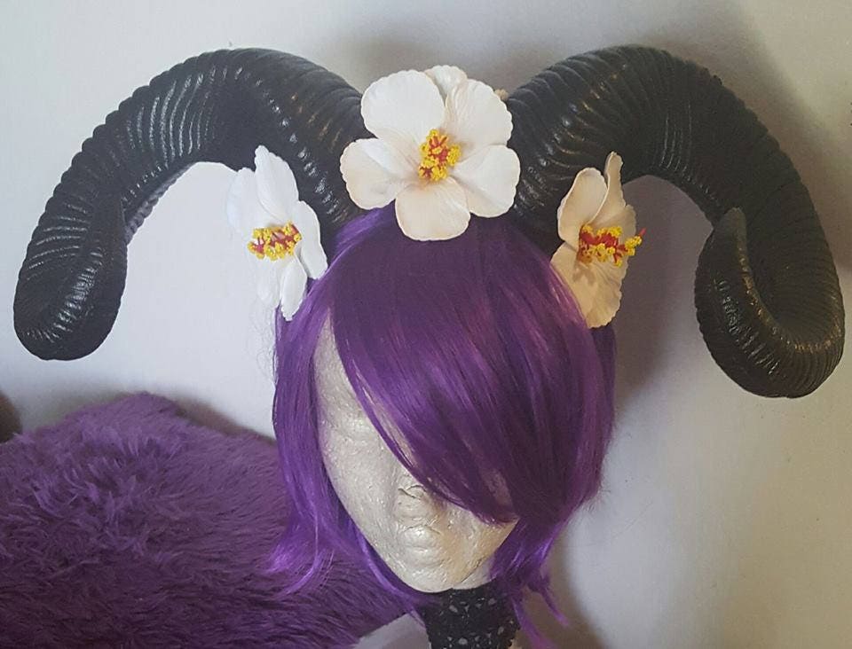 Horns, Flower Horns, Ram Hibiscus, Hibiscus Crown, Floral Ren Faire, Cosplay