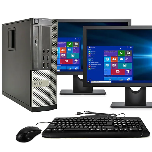 Dell OptiPlex 790 Refurbished Desktop Computer with Dual 19" Monitors, Intel i5, 8GB Memory, 240GB SSD, Windows 10 Pro