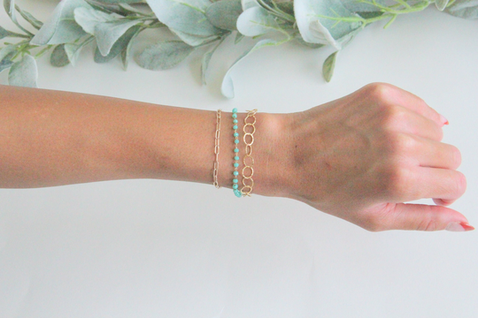 Bold Abigail Bracelet, Circle Link Gold Bracelet, Gold Chain Layered