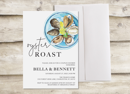 Oyster Roast Bridal Shower Invitation, Seafood Raw Bar Couples Wedding Invite, Baby Shower, Engagement Party Dinner, Birthday