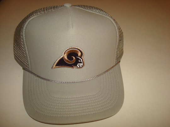 Rams La Grey Rope Trucker Snapback Script Hat Cap Vintage 90S