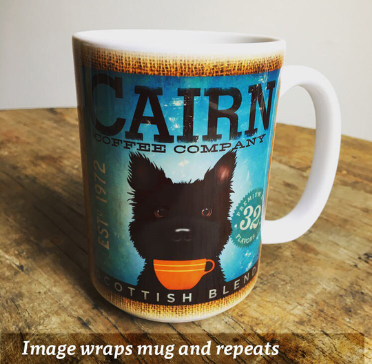 Black Cairn Terrier Dog Coffee Mug Graphic Art Mug 15 Oz Ceramic