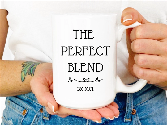 The Perfect Blend Personalized Coffee Mug, Bridal Show Gift, Wedding Gifts For Couples, Bride & Groom Mugs, Engagement Gift