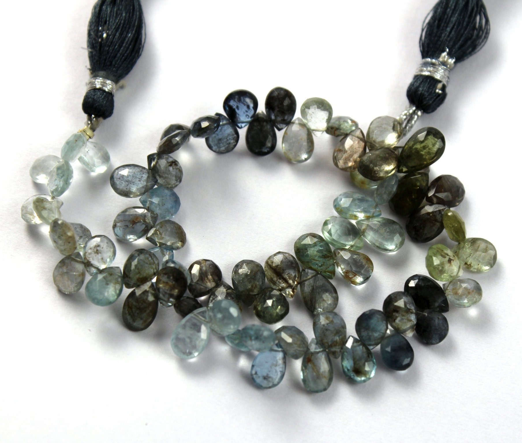 Natural Moss Aquamarine Faceted Pear Briolettes - 10.5 70 Pcs 7x5 10x6mm Semiprecious Gemstone Diy Jewelry Making Wire Wrapping