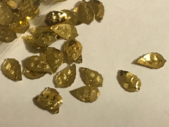 Tiny Gold Tinsel Embossed Leaf Confetti, 6mm | 21