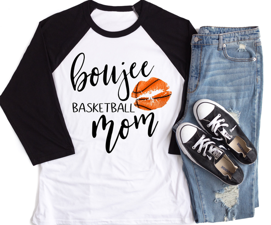 Boujee Basketball Mom 3/4 Sleeve Raglan Shirt, Shirt, Mama Biggest Fan Senior Shirt