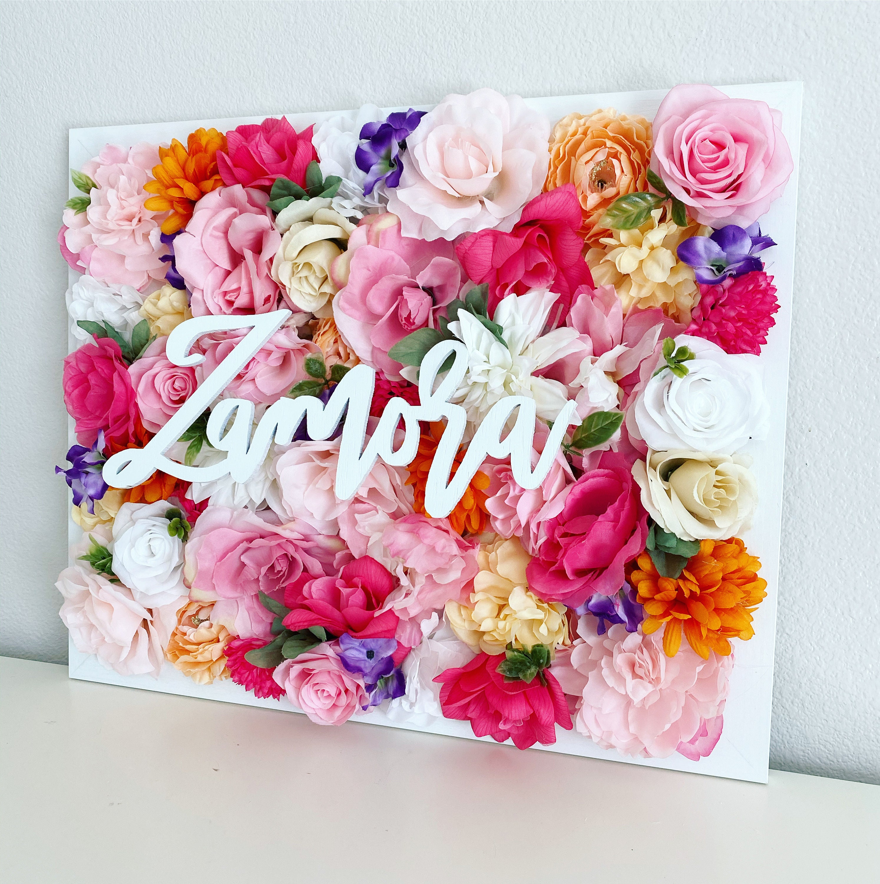 Rainbow Baby Announcement, Nursery Name Sign, Floral Wall, Flower Wall Decor, Letter, Girl Room Decor