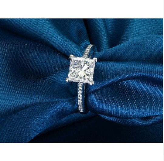 Princess Cut Simulated Diamond Engagement Ring Beautiful Anniversary & Wedding 925 Sterling Silver 3Ct