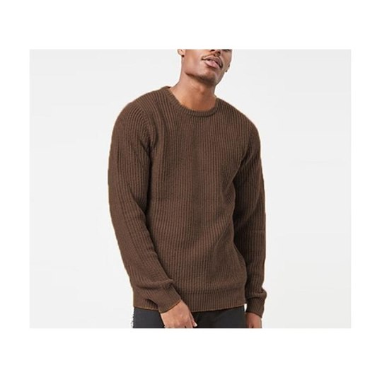 Men's Knitted Pullover Sweater - Coffee, L