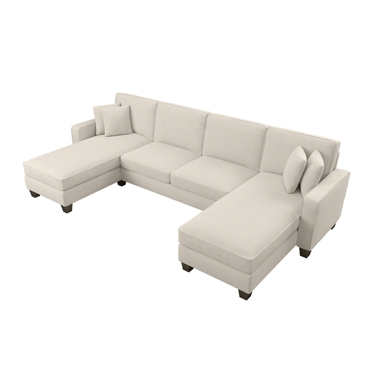 Bush Furniture Stockton Modern Cream Herringbone Fabric Polyester/Blend Sectional in Off-White | SNY130SCRH-03K