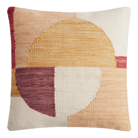 Warm Abstract Indoor Outdoor Patio Throw Pillow: White/Rust - Polyester - Square by World Market
