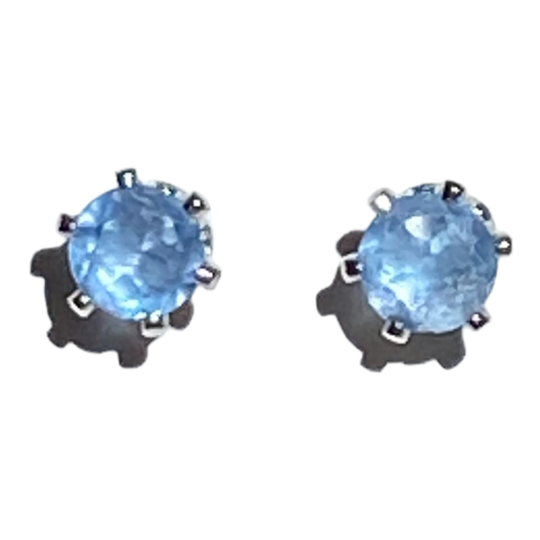Tiny 4mm Faceted Blue Fluorite Gemstones & Sterling Silver Post Earrings