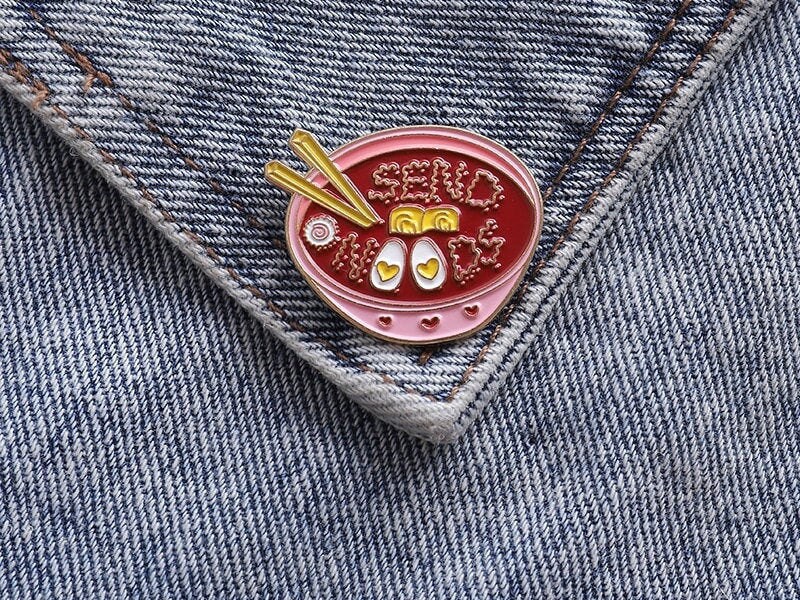 Send Noods Enamel Pin, Ramen Kawaii Food Bowl Asia Lapel Pin Badge