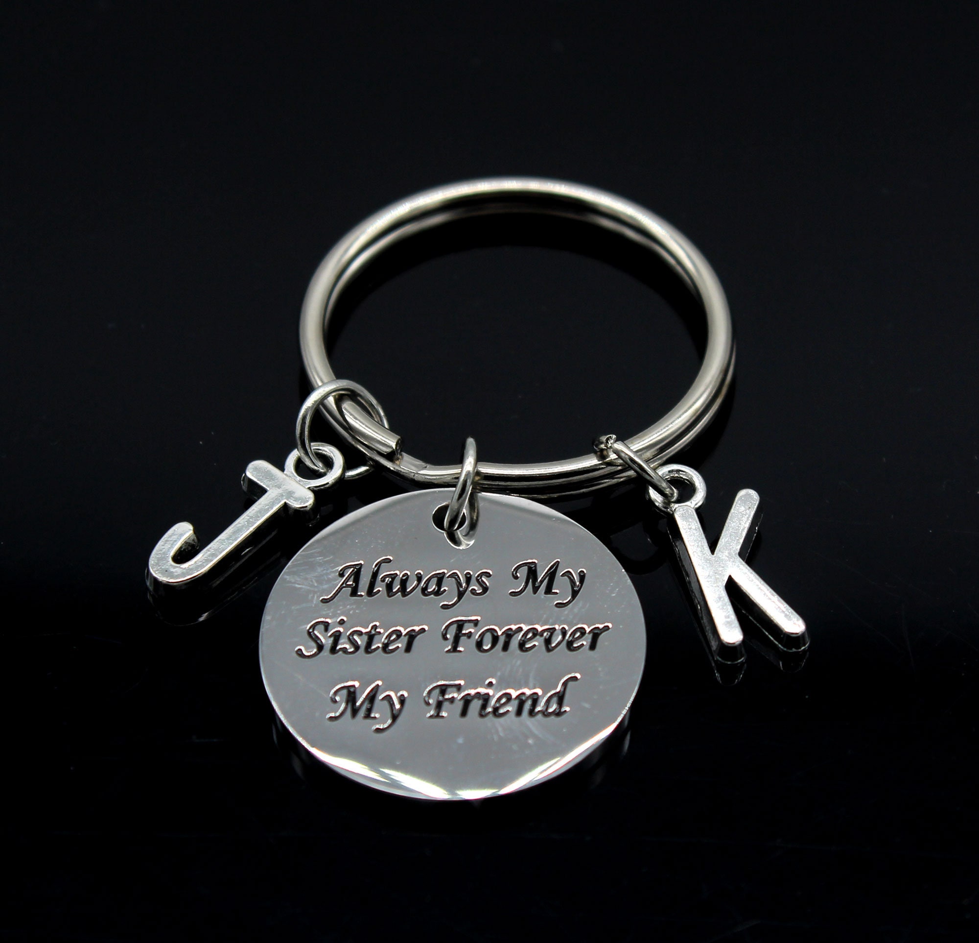 Always My Sister Forever My Friend.intial Keychain.best Friend Keychain, Friendship Keychain.sister Keychain, , Personalized Birthday Gift