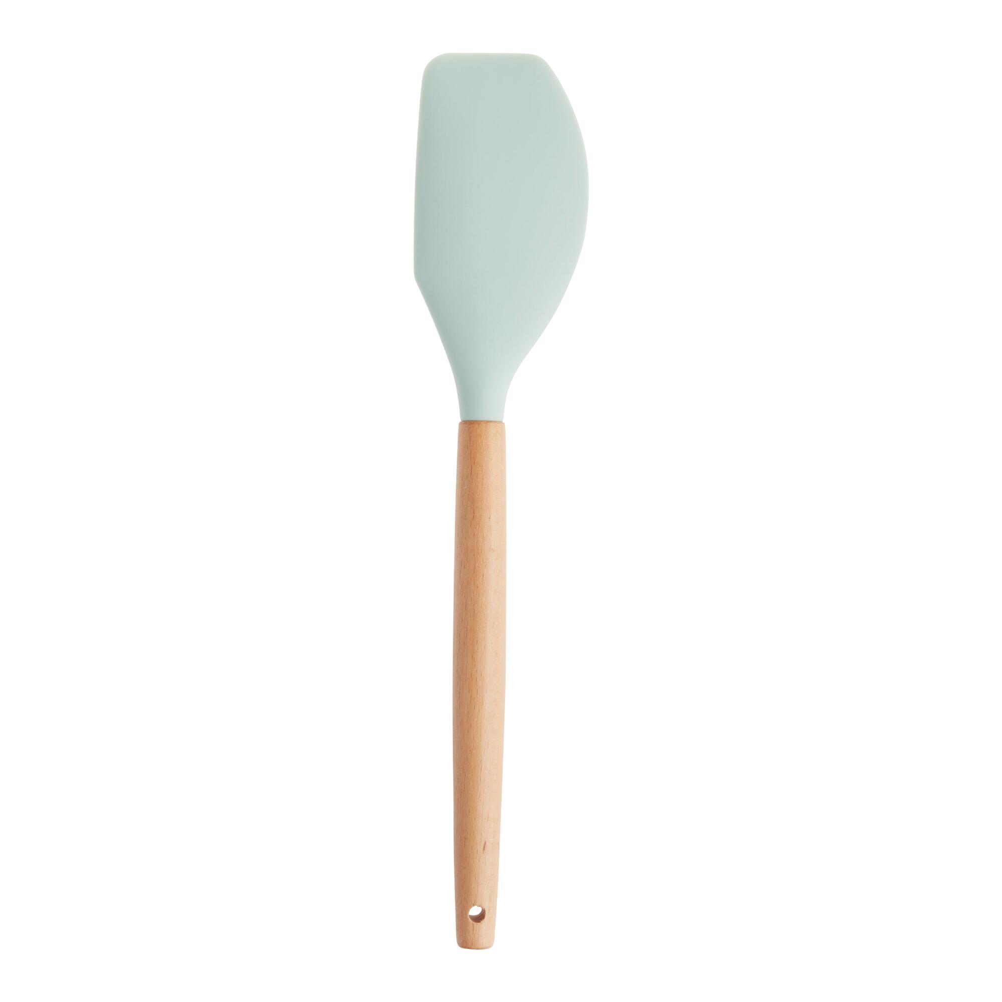 Sage Green Silicone Spatula With Wood Handle Set of 2 by World Market