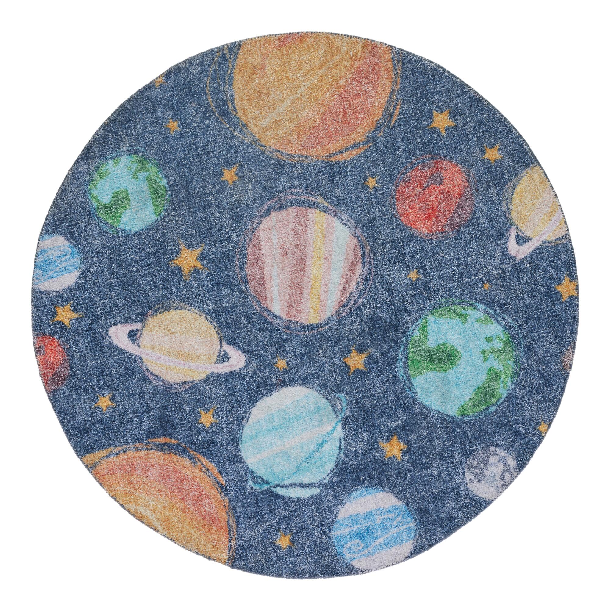 Round Outer Space Area Rug: Multi - Polyester by World Market