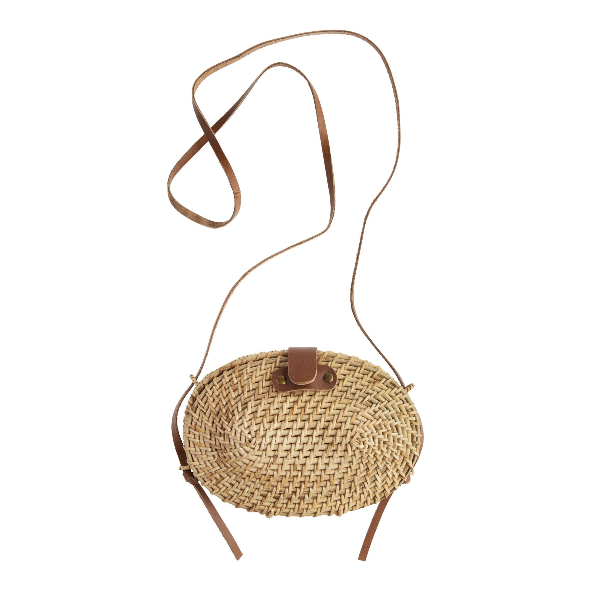 Oval Natural Wood Crossbody Bag by World Market