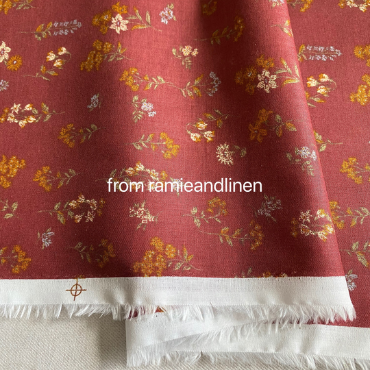 Ramie & Cotton Blend, Floral Print Fabric, Half Yard By 58" Wide