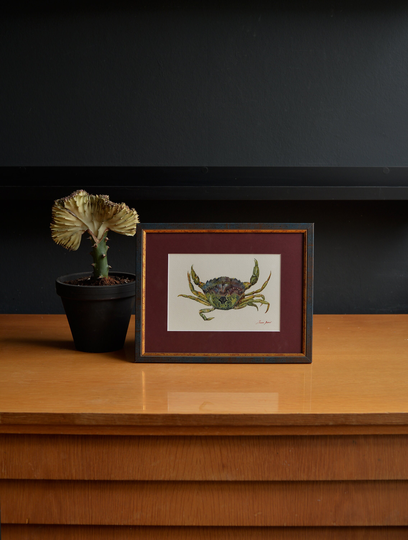 Green Crab Watercolor, Crab Painting, Shore Print, Green Shore Art, Artwork, Seafood Decor, Illustration By Juan Bosco