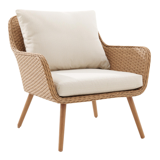 Oatmeal All Weather Wicker Simona Outdoor Patio Armchairs Set of 2: Natural - Resin by World Market