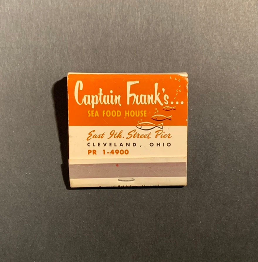 Vintage Matchbook, Captain Franks, Seafood, Restaurant, Cleveland, Ohio, Front Strike, with All 28 Match Sticks, Free Ship in Usa