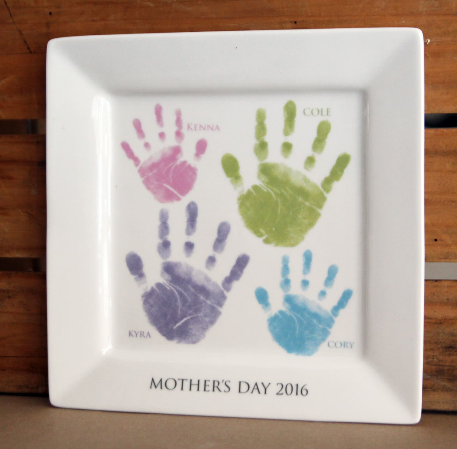 Family Handprint Ceramic Keepsake Platter Great For Mother's Day, Grandparents, Father's Day