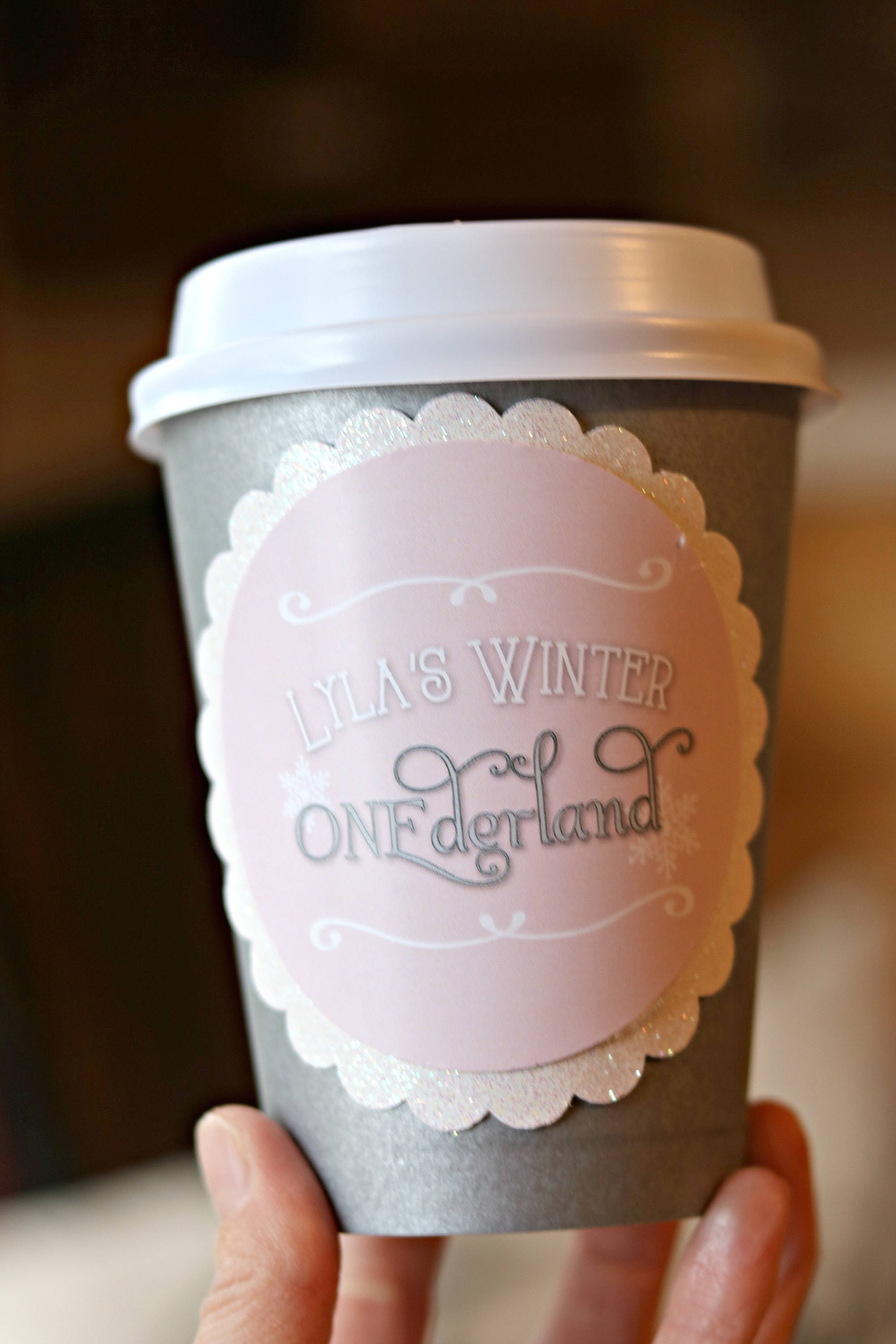 Hot Cocoa Cups, Girl Winter Onederland, Wonderland, 1st Birthday Party, Hot Chocolate Cups, Bar, Pink & Silver