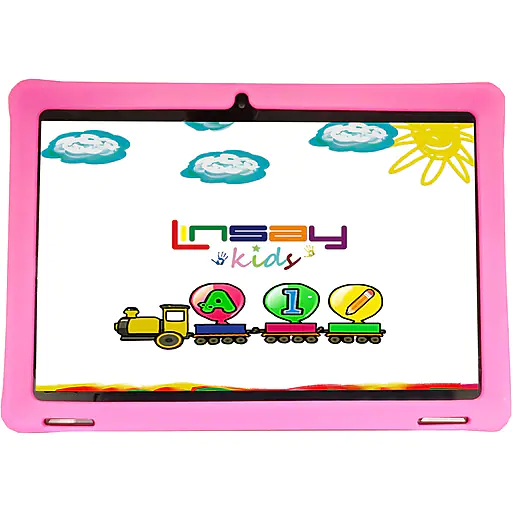 Linsay 10.1" Tablet with Case, WiFi, 2GB RAM, 32GB Storage, Android 11, Black/Pink (F10IPKIDSP)