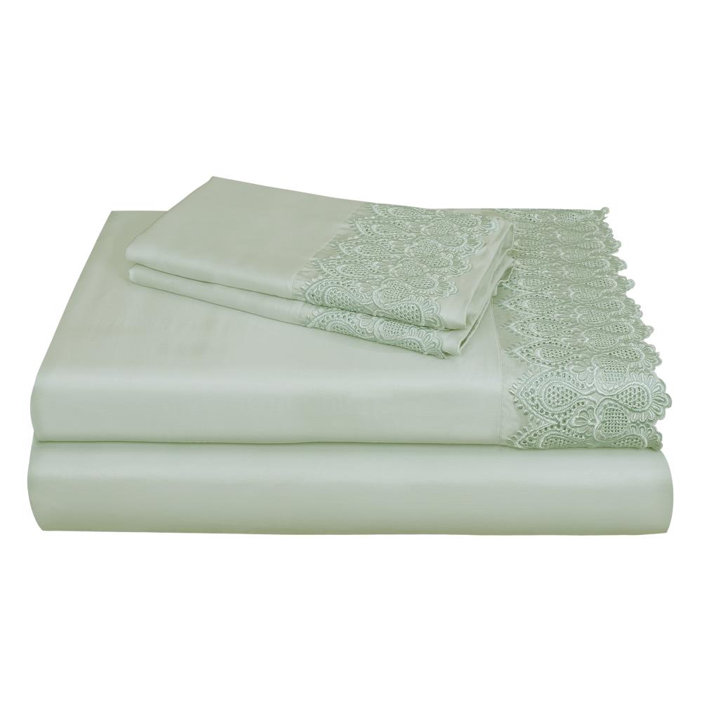 Grace Home Fashions RENAURAA Smart Queen Cotton Blend Bed Sheet in Blue | 1400CVC_CL-LC QN BL
