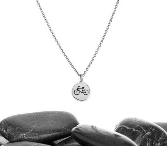 Sport Jewelry, Cyclist, Bicycling Necklace, Charm, Silver Bicycle, Bike Ride, Chain Bicycle Necklace