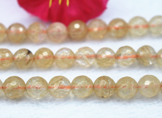 128 Faceted Smoky Cherry Quartz Round Beads, Cherry Beads Supply.15" Strand, 6mm 8mm 10mm 12mm