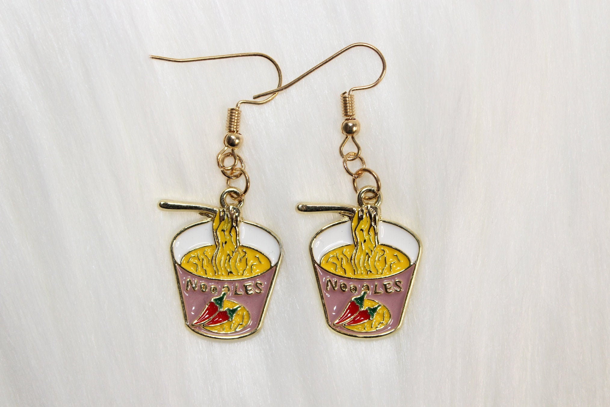 Ramen Cup Earrings | Kawaii Food Earring Novelty Anime Clip On Lead/Nickel Free
