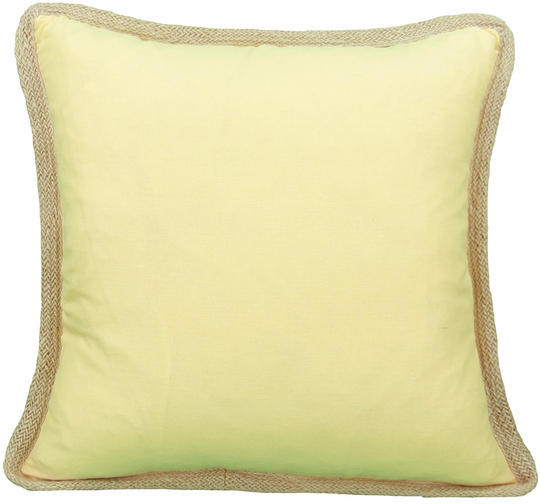 MANOR LUXE Classic Jute Trim 20-in x 20-in Yellow Cotton Blend Indoor Decorative Pillow | ML1113082020YELLOWFE