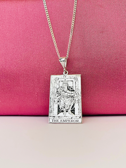 Tarot Pendant The Emperor Card Necklace Silver Gifts Jewelry Gift Custom Deck