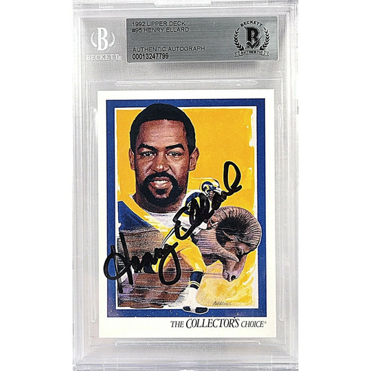 Henry Ellard Signed Los Angeles Rams 1992 Upper Deck Football Card Beckett Certified Authentic Slab Autographed Bas