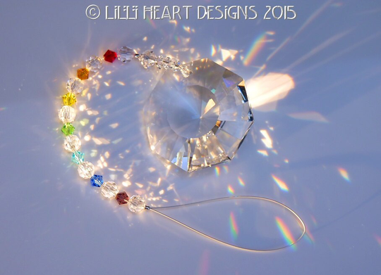 Swaroski Crystal Suncatcher 40mm Rare Retired Vintage 6208 Sunburst Best Rainbow Maker With Chakra Colors Home Decor Lilli Heart Designs