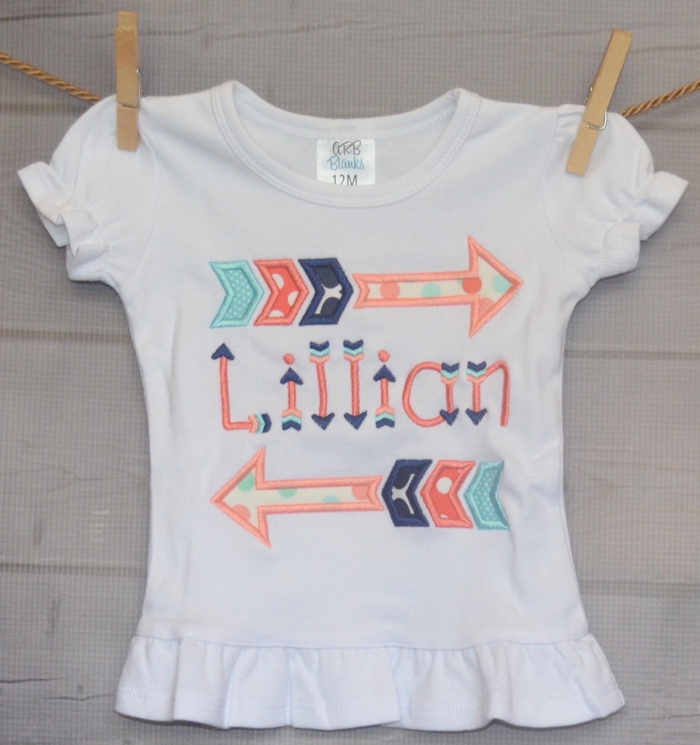 Girls Personalized Arrows Applique Shirt Or Bodysuit Girl Boy