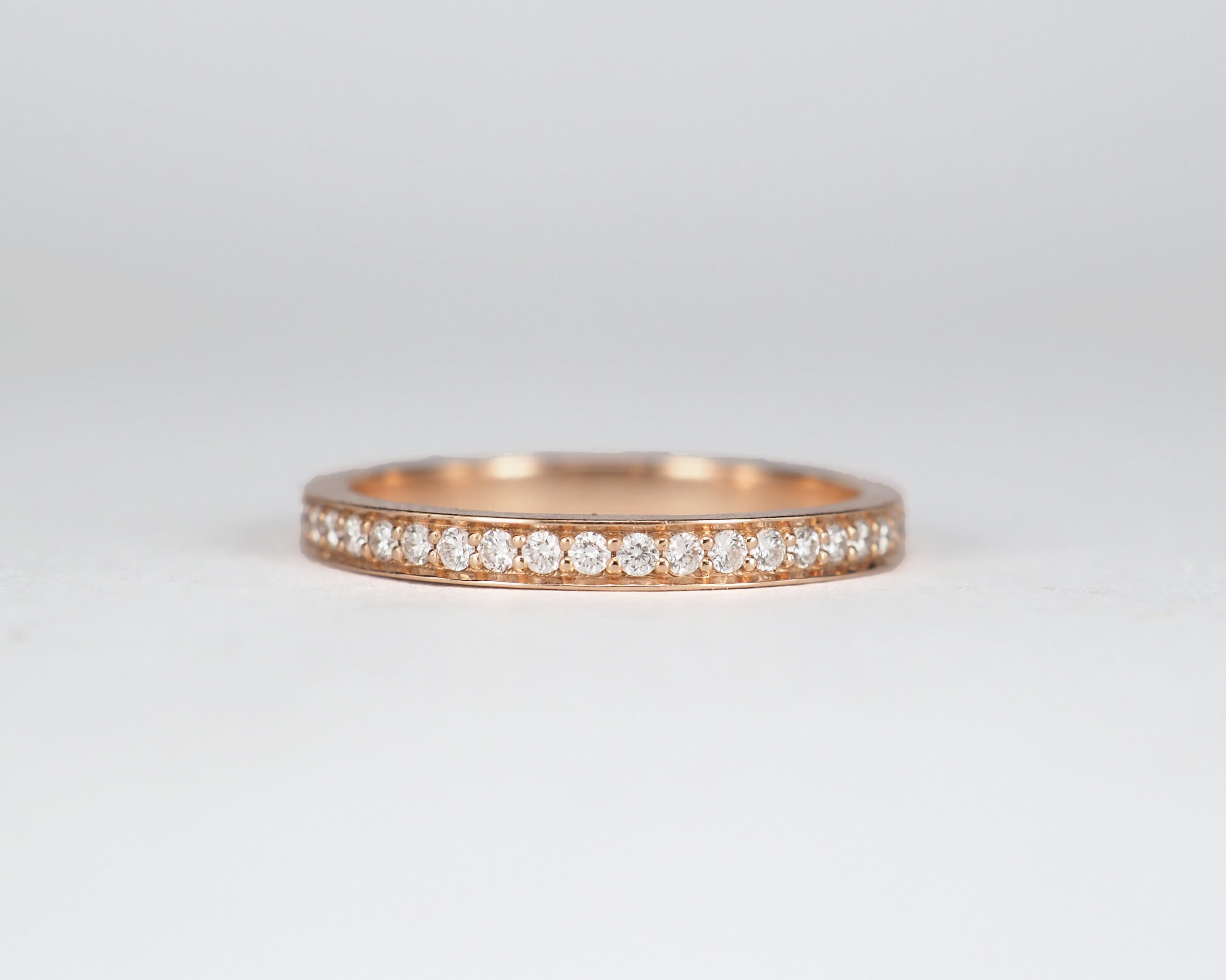 2mm Diamond Eternity Band . Wedding Stacking Pave Set Diamonds Conflict Free Yellow Rose White 14K 18K Platinum