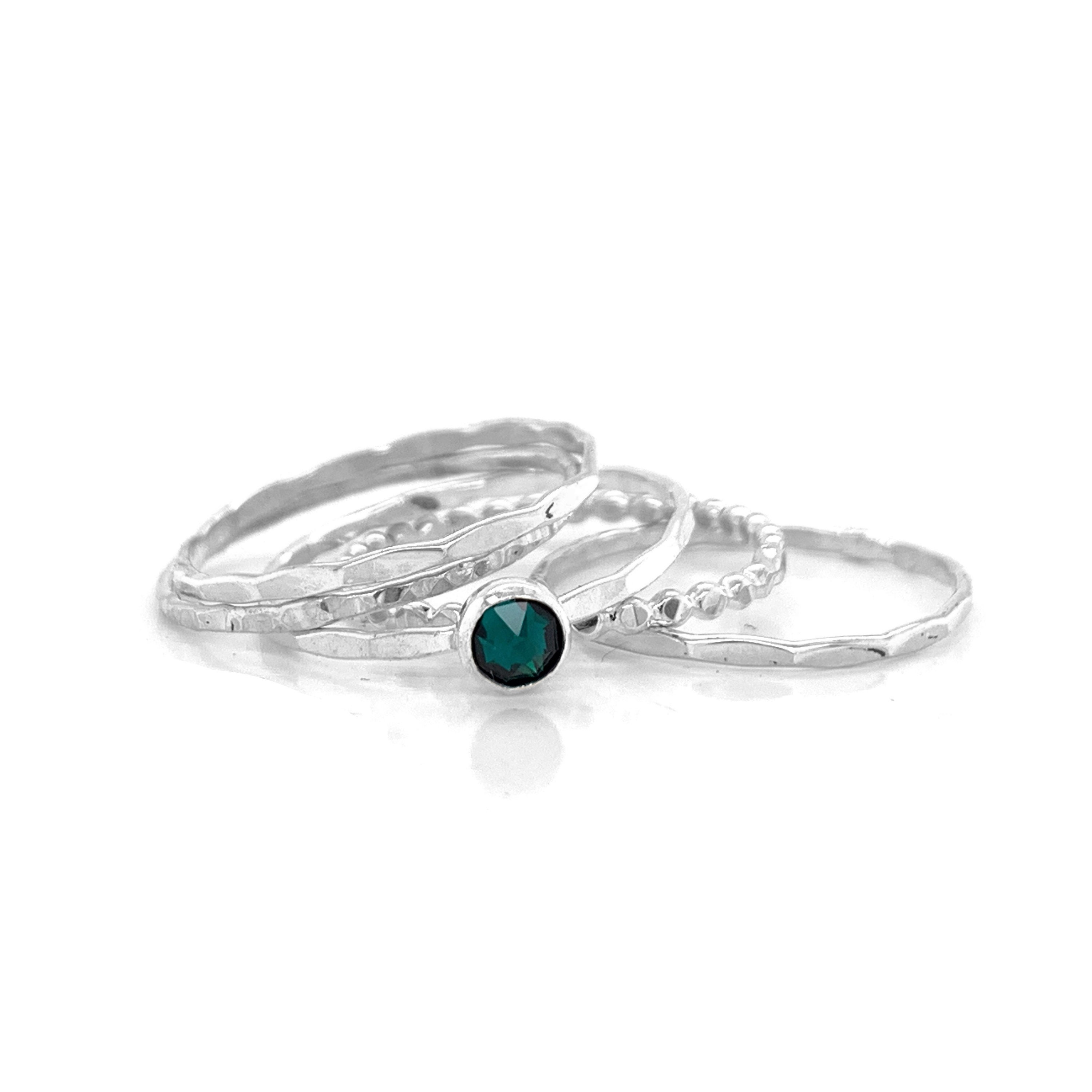 Swarovski Ring, Crystal, May Birthstone Emerald Jewelry, Green Emerald, Stacking