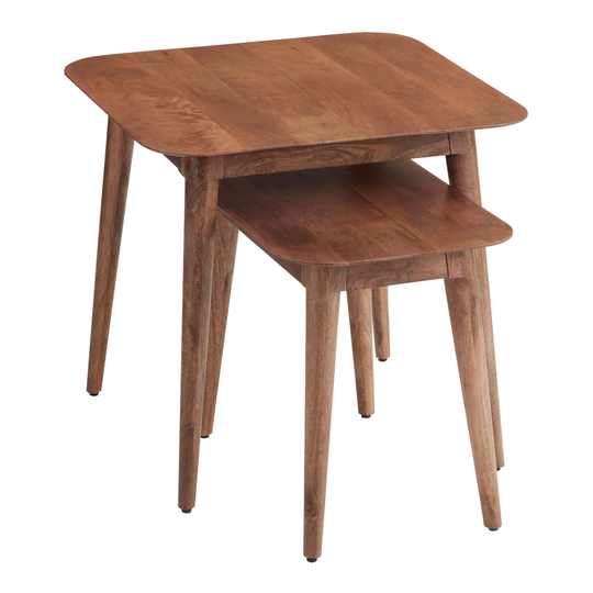 Burnished Praline Denene Nesting Tables 2 Piece Set: Brown - Wood by World Market